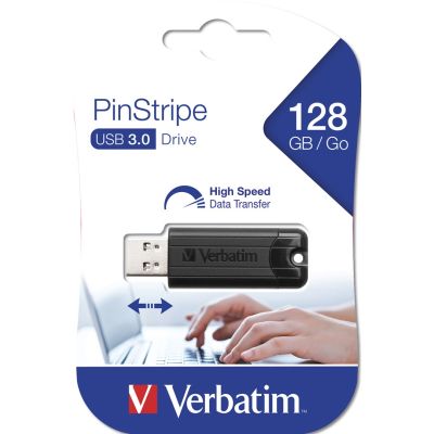 6. Verbatim PinStripe USB Flash Drive 128GB USB Type-A 3.2 Gen 1 (3.1 Gen 1) Black