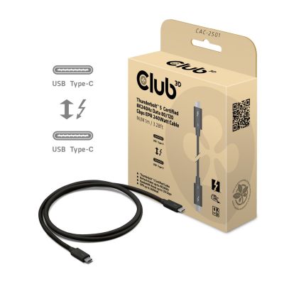 2. CLUB3D CAC-2501 Thunderbolt Cable 1m 120 Gbit/s Black