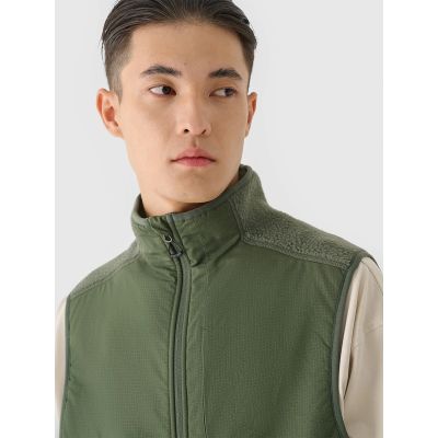 3. Men's sherpa vest with stand-up collar 4F 4FRAW24TVESM172-43S
