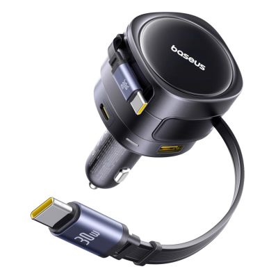 3. Baseus Enjoyment Max 90W Car Charger 2 x USB-C + USB-A + USB-C Cable - Black