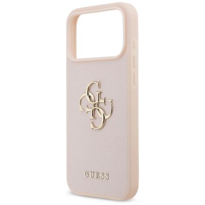 6. Guess Grained Big 4G & Classic Logo Case for iPhone 17 Pro Max - Pink