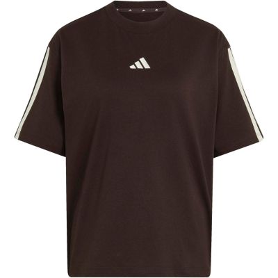 2. Women's adidas Essentials 3-Stripes Boyfriend T-shirt Dark Brown KX0794