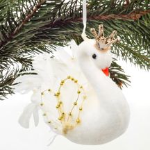 SWAN DECORATIVE HANGING BAUBLE 17CM GOLDEN WINGS