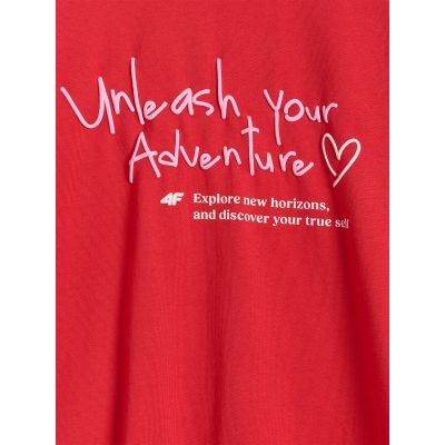 6. Girls' regular printed T-shirt 4F 4FJRAW25TTSHF3188-62S