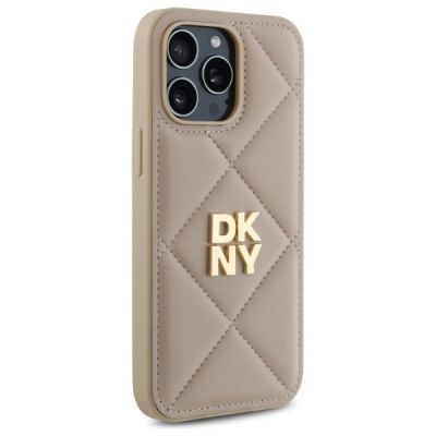 4. DKNY Quilted Stack Logo iPhone 14 Pro Max Case - Beige