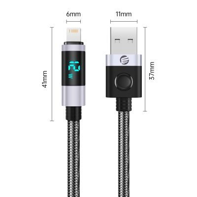 2. Orico LDA2L USB-A to Lightning Cable 12W with LED Display 0.5m - Black and Silver