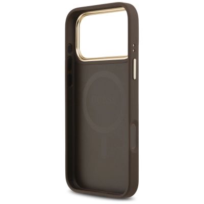 7. Guess Peony Hot Stamp MagSafe Case for iPhone 17 Pro Max - Brown