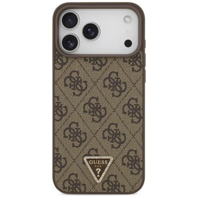 3. Guess Leather 4G Triangle Strass MagSafe Case for iPhone 17 Pro Max / 18 Pro Max - Brown