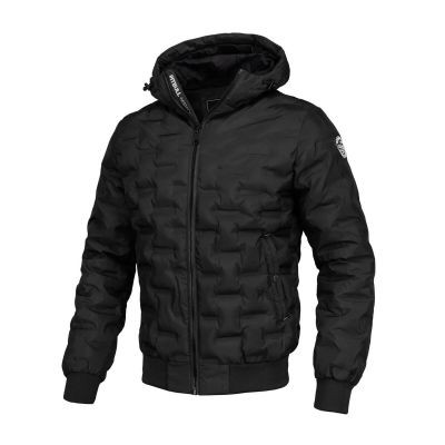 PIT BULL CARVER men's spring jacket black with hood - 52010490000