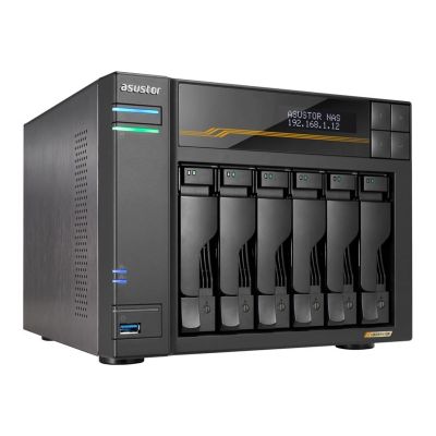 5. AS6806T NAS; Tower; 6x (3.5" SATA HDD/ 2.5" SSD); AMD Ryzen Embedded V3C14; 16G ECC DDR5 SODIMM (max. 64GB), 2x 10GbE, 2x 5GbE, 4x M.2 2280 NVMe PCIe 4.0, 2x USB4, 2x USB 3.2 Gen, 1x optional 10 GbE card