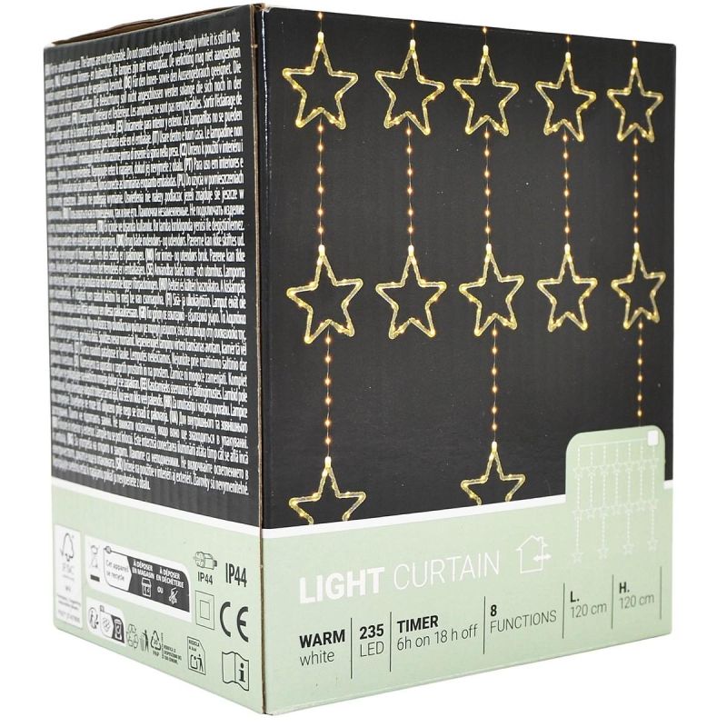 5. CHRISTMAS TREE LIGHTS LIGHT CURTAIN 120x120 CM 235LED WARM WHITE STARS