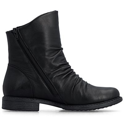 2. Rieker 74853-00 Waterproof Black Leather Ankle Boots for Women