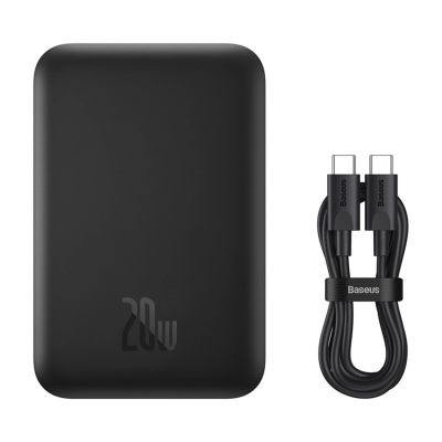 12. Baseus Magnetic Mini Air 6000mAh 20W Powerbank with Inductive Charging and Baseus Simple USB-C Cable (20V/3A) 30cm - Black