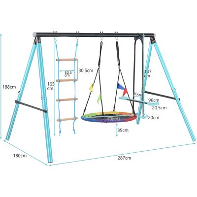 2. GARDEN SWING for children Extralink BLACK FOREST CD-S019 STORK'S NEST + Ladder 263x185x185cm