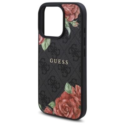 6. Guess GUHMP16LP4ROPEMCK iPhone 16 Pro 6.3" black/black hardcase 4G Flowers Print MagSafe