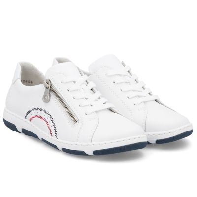 3. Women's leather ankle boots with zipper, white, Rieker 42424-80