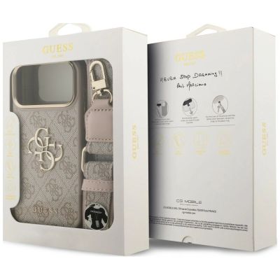 9. Guess 4G Big 4G Classic Logo Big Strap Metal Buttons Case for iPhone 18 Pro / 17 Pro – Pink