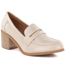 Women's beige lords heeled shoes M.Daszyński MR2201D-3A