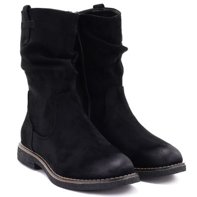 4. Women's insulated ankle boots with a ruffled upper, black M.Daszyńskie SA296-5