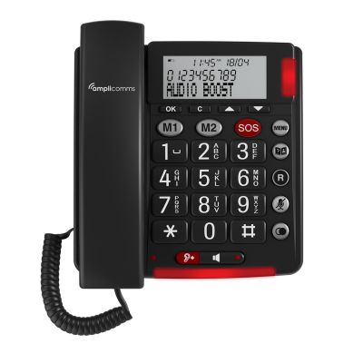 4. amplicomms BigTel 50 Alarm Plus Analog Phone Caller Name and ID Dark Gray
