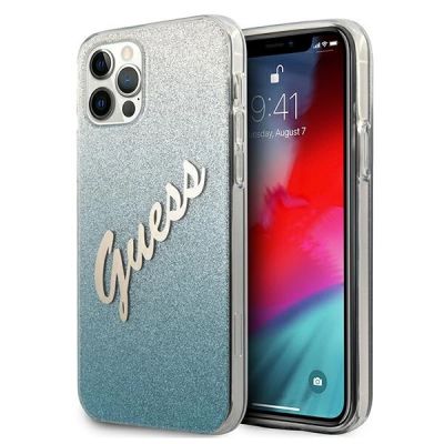 Guess GUHCP12MPCUGLSBL iPhone 12/12 Pro 6.1" blue/blue hardcase Glitter Gradient Script