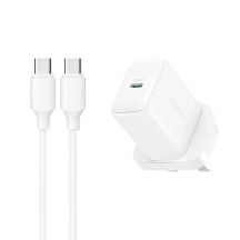 Joyroom JR-TCF20 PD 20W Wall Charger (UK Plug) with 1m USB-C Cable - White
