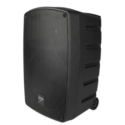 3. V-TONE BQ12 GO MP3 - Active speaker, rechargeable, black, Bluetooth, TWS, USB, SD, DSP, AUX, infrared remote control, 2x wireless microphones, extendable handle, transport wheels set