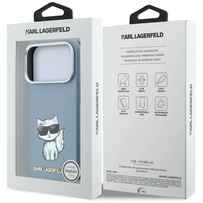 8. Karl Lagerfeld Smooth Choupette Sketch MagSafe case for iPhone 18 Pro / 17 Pro - light blue