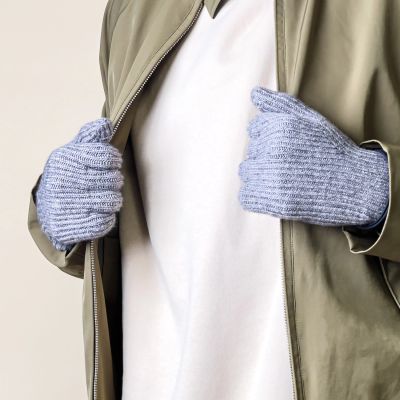 5. Braided telephone gloves with cut-outs for fingers - gray