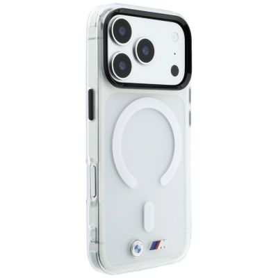 4. BMW M IML Frosted Metal Logo & Trims MagSafe Case for iPhone 18 Pro Max / 17 Pro Max - Transparent