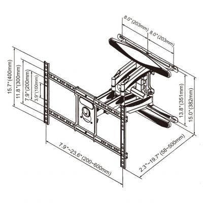 6. ART TV mount LCD/LED 40-75" 45kg vertical/horizontal adjustment 58-500mm max VESA 600x400