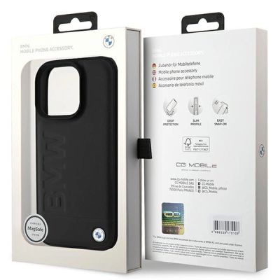 8. BMW Leather Hot Stamp MagSafe iPhone 16 Pro Max Case - Black