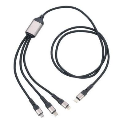 TROIKA DREIZACK PRO USB cable 1.2 m USB C USB C/Micro USB-A/Lightning 100 W Black, Gray