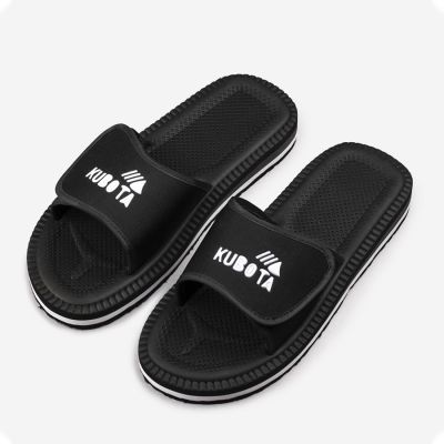 Kubota men's beach flip-flops with Velcro for swimming pools, black