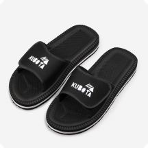 Kubota men's beach flip-flops with Velcro for swimming pools, black