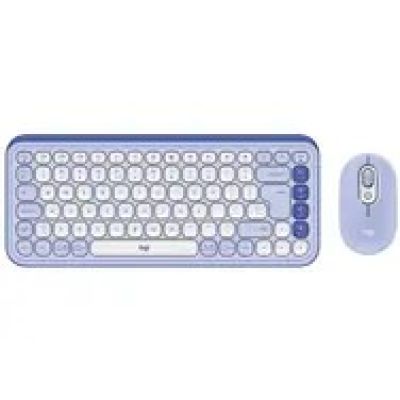 Logitech Pop Icon Combo Keyboard Mouse Included Universal Bluetooth QWERTY Turkish Lilac, White
