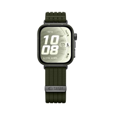 3. Tech-Protect Nylon Strap for Huawei Watch Fit 3 / 4 / 4 Pro / 5 / 5 Pro - Green