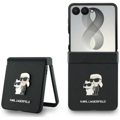 Karl Lagerfeld Karl&Choupette Saffiano Pins Case for Samsung Galaxy Z Flip 8 - Black