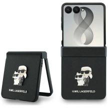 Karl Lagerfeld Karl&Choupette Saffiano Pins Case for Samsung Galaxy Z Flip 8 - Black