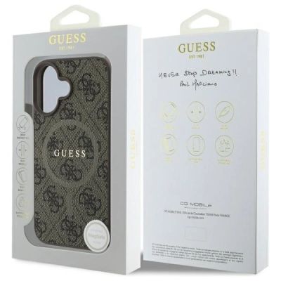 8. Guess 4G Ring Classic Logo MagSafe iPhone 16 Case - Brown