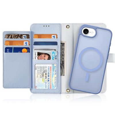 2. Dux Ducis Lawa Leather Case for iPhone 16e / 17e with Detachable Magnetic Wallet - Blue