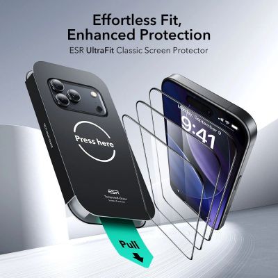 2. ESR UltraFit Tempered Glass 2-pack for iPhone 17 Pro - transparent