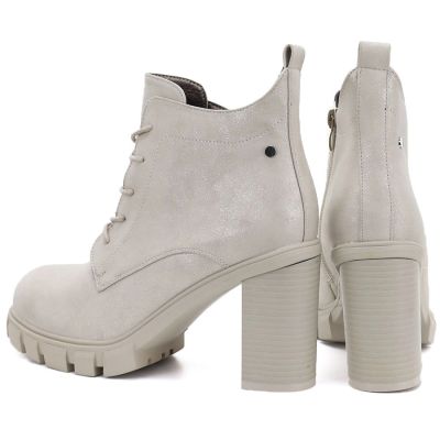 10. Cream women's ankle boots with a block heel M.Daszyński SA218-8