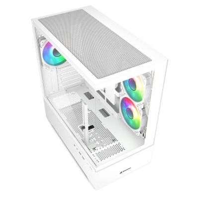 3. Sharkoon MK6 RGB Micro-ATX Computer Case 1xGlass White