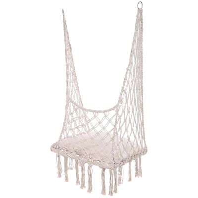 17. OPENWORK HAMMOCK HANGING CHAIR STORK'S NEST 60x60x150CM WITH ECRU PILLOW