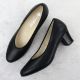 4. Women's leather pumps with a low heel, black Rieker 44650
