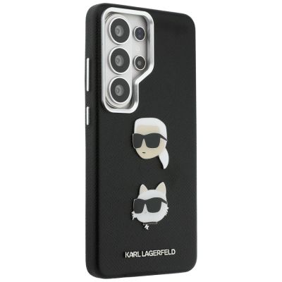 4. Karl Lagerfeld Saffiano Double Heads Metal Case for Samsung Galaxy S26 Ultra - Black