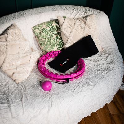 4. HULA HOP SET HHW12 VIOLET WITH NUTS AND HMS WEIGHT + BELT BR163 BLACK PLUS SIZE