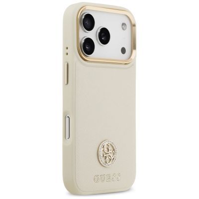 4. Guess Grained Strass Logo MagSafe case for iPhone 17 Pro - beige