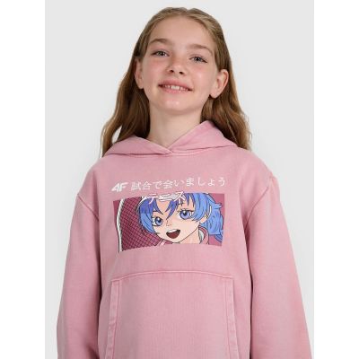 6. Girls' sweatshirt with hood, open, 4F 4FJRAW25TSWSF2294-54S
